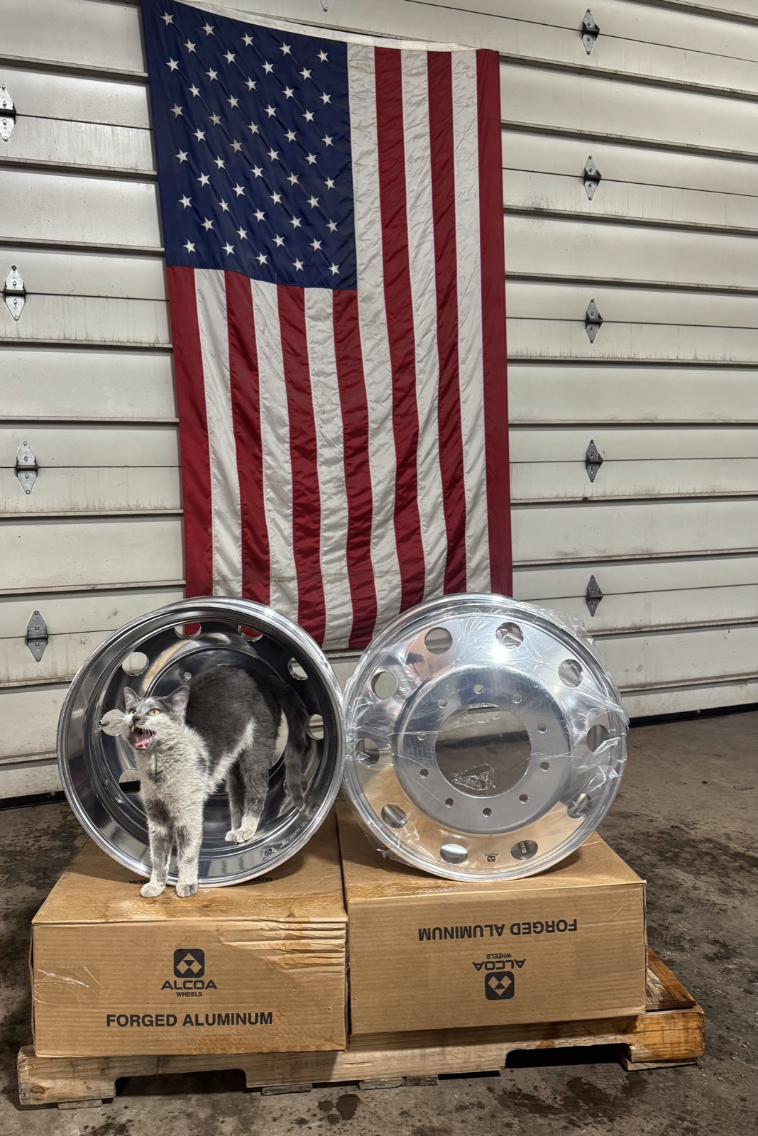 Alcoa forged aluminum wheels on pallet