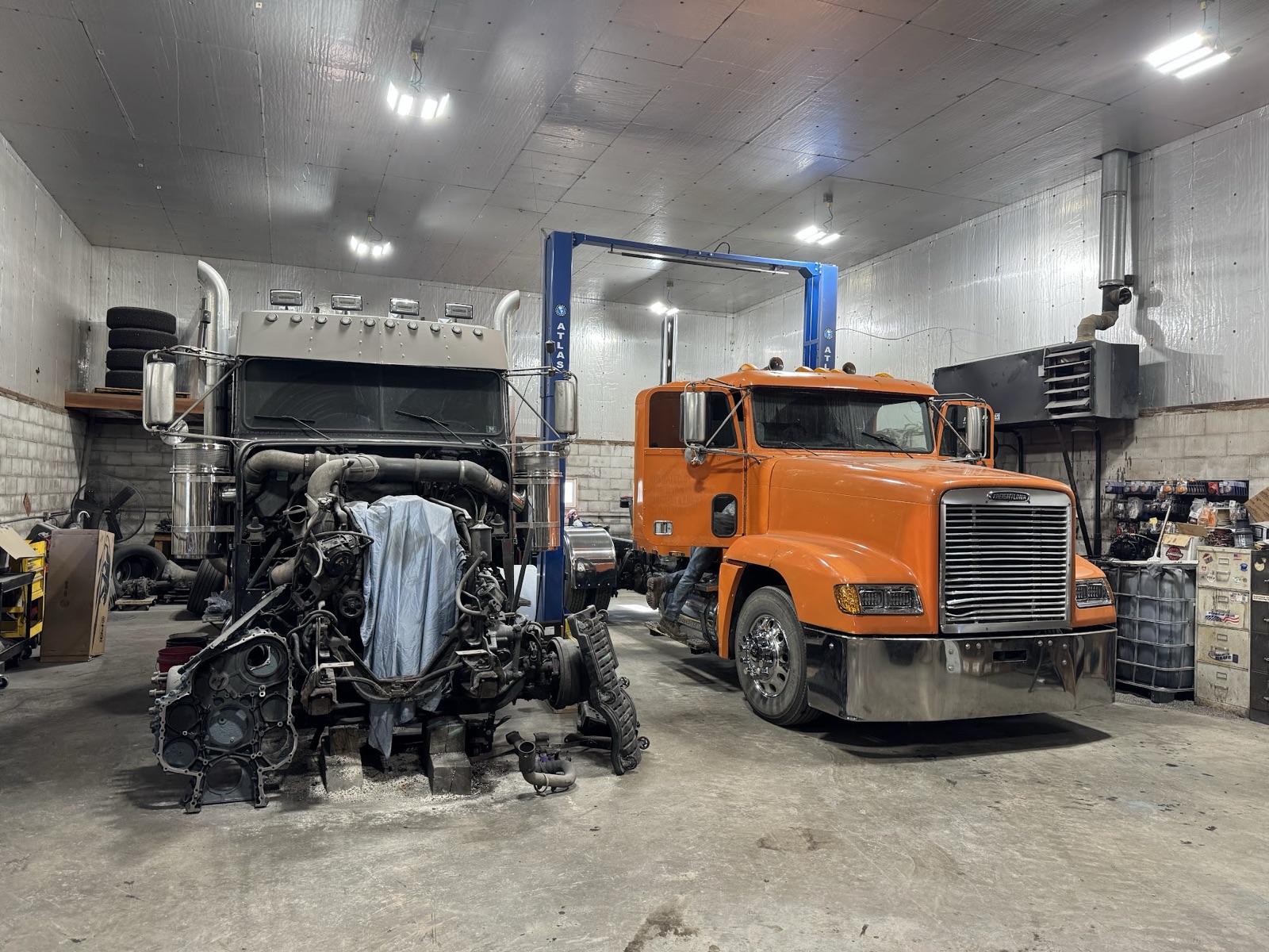 Peterbilt in the shop for service